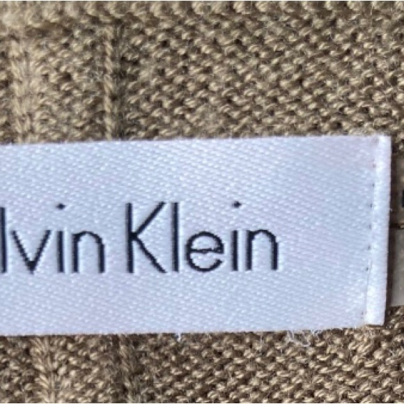 CALVIN KLEIN Light Brown Taupe Bell Sleeve Pleated Knee Length Dress, M - Picture 8 of 10